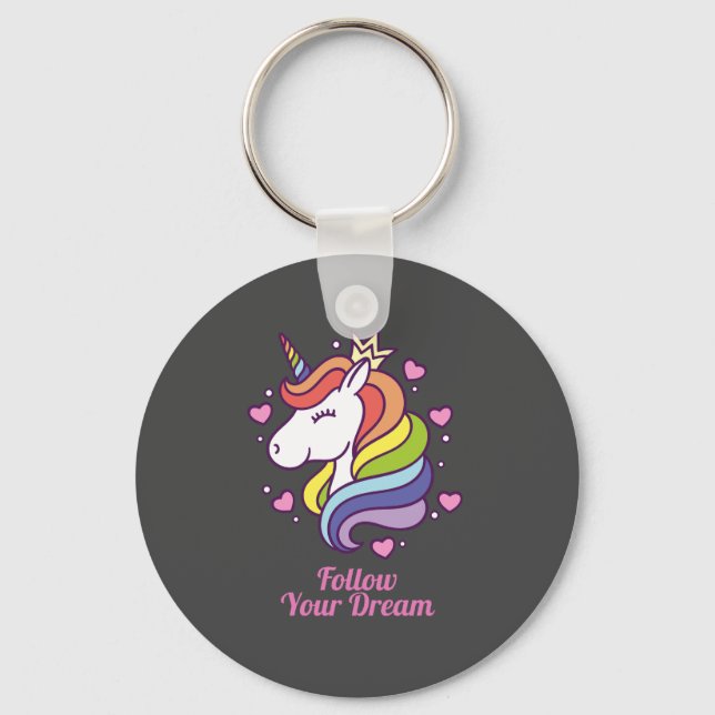 Chaveiro Kawaii Colorful Rainbow Unicorn Dreams (Frente)