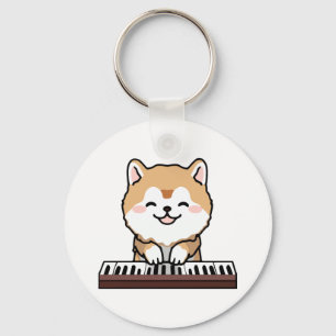 Chaveiro Kawaii Cute Dog Tocando Teclado Piano