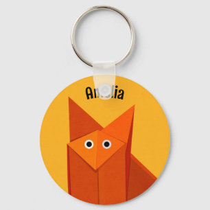 Chaveiro Kawaii Cute Origami Fox Geométrico Art Yellow