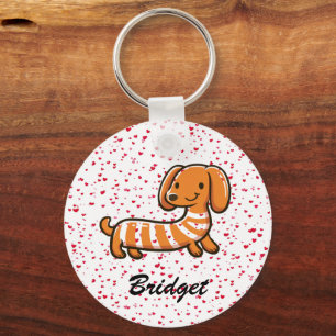 Chaveiro Kawaii de dupla face Personalizado Dachshund
