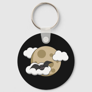 Chaveiro Kawaii Happy Bat Voando em Lua Cheia