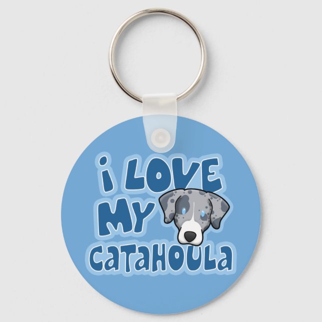 Chaveiro Kawaii I Love My Catahoula (Frente)