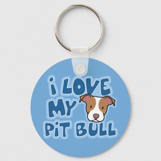 Chaveiro Kawaii I Love My Pit Bull (Frente)