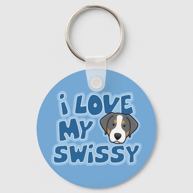 Chaveiro Kawaii I Love My Swissy (Frente)
