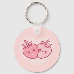 Chaveiro Kawaii Namorados Rosa Morangos