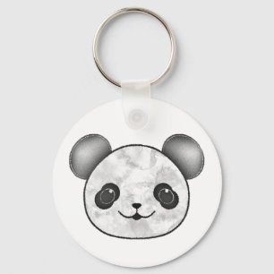 Chaveiro Kawaii Panda Desenhando Em Preto E Branco