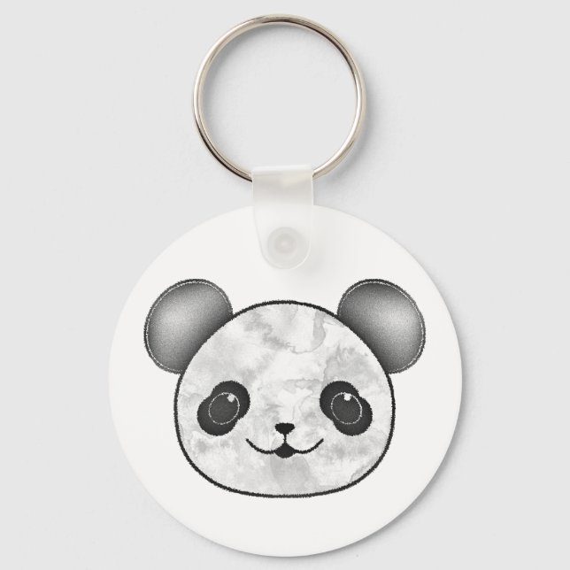 Chaveiro Kawaii Panda Desenhando Em Preto E Branco (Frente)