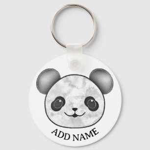 Chaveiro Kawaii Panda Desenhando Em Preto E Branco