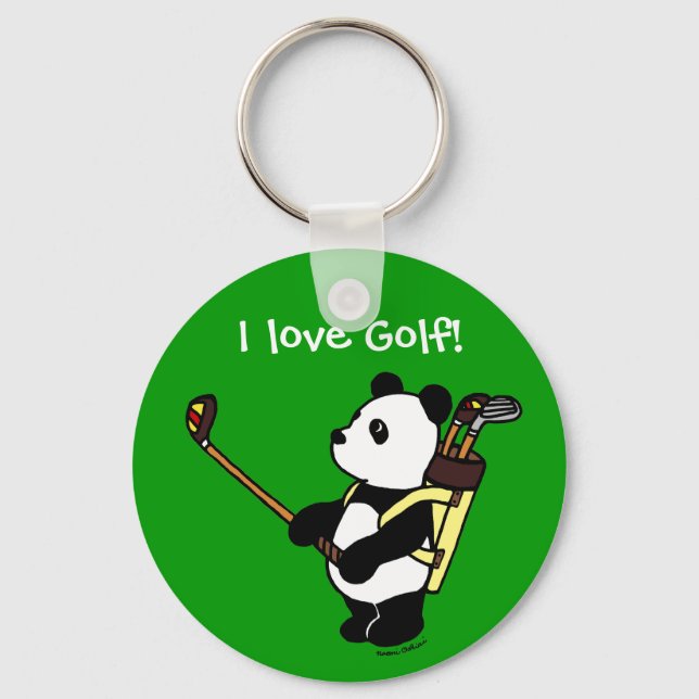 Chaveiro Kawaii Panda Golfer Personalizado (Frente)