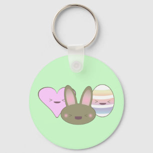CHAVEIRO KAWAII PÁSCOA TRIO BUNNY CHOCOLATE OVINO CORAÇÃO F