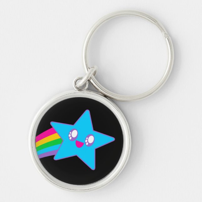 Chaveiro Kawaii Rave Neon Estrela Arco-íris (Frente)