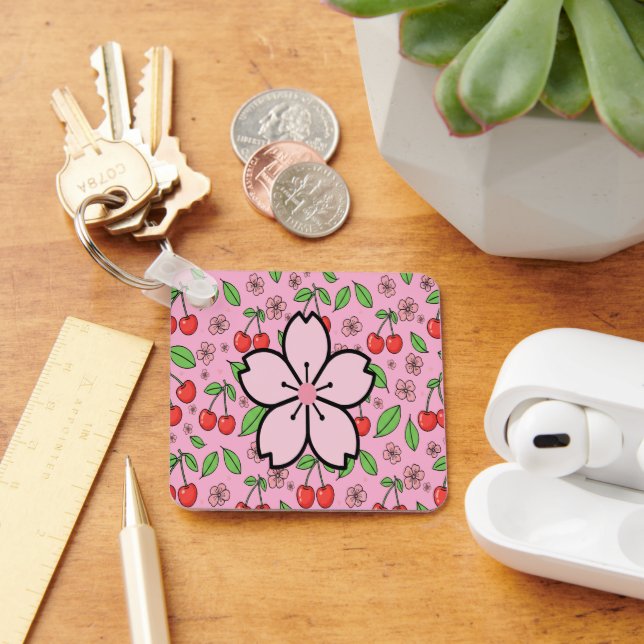 Chaveiro Kawaii Red Cherry Vibes Cute Girly Aesthetic (Mesa)