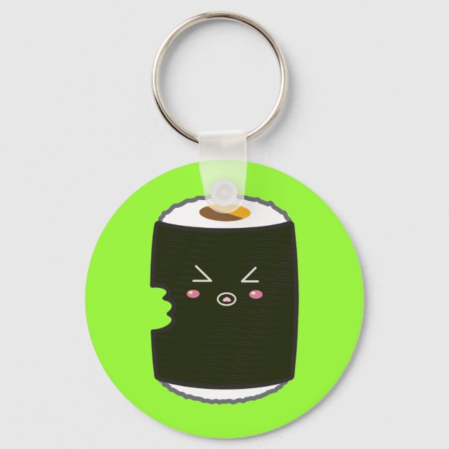 Chaveiro Kawaii Sushi Roll com Bitemark (Frente)