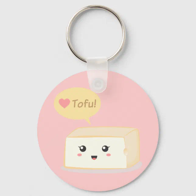 Chaveiro Kawaii tofu pedindo às pessoas que amem tofu