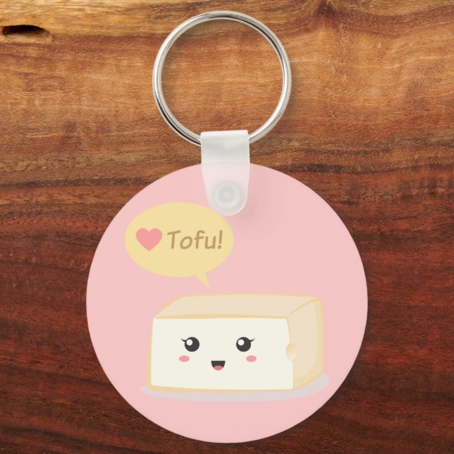 Chaveiro Kawaii tofu pedindo às pessoas que amem tofu