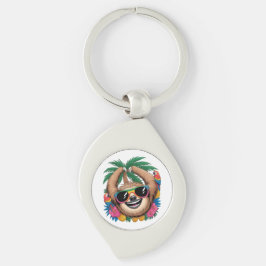 Chaveiro Kawaii Tropical Sloth – Cute Summer Vibes Rainbow