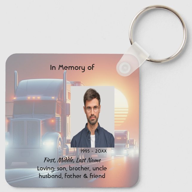 Chaveiro Keepsake Memorial Semi-Truck Tractor-trailer  (Verso)