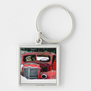 Chaveiro Keeshond Christmas Old Truck Painting Art