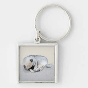 Chaveiro Keeshond Dormindo Puppy Pintura Original