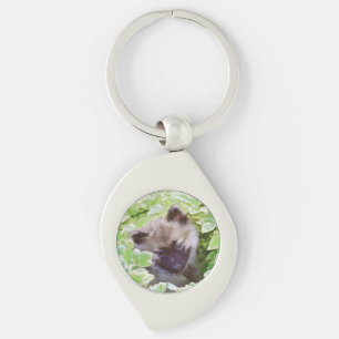 Chaveiro Keeshond Puppy na Pintura Original