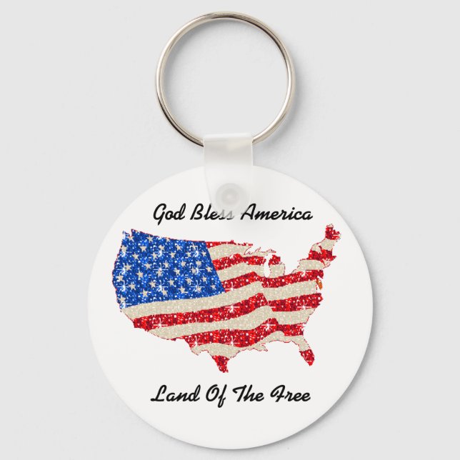 Chaveiro Key Chain EUA Flag Deus abençoe America (Frente)