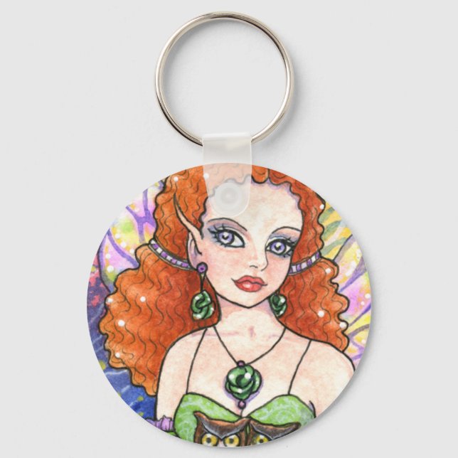 Chaveiro Key Chain Owl Fairy Fantasy por Ann Howard (Frente)