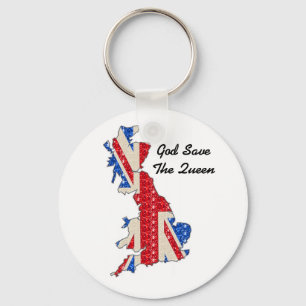 Chaveiro Key Chain UK Flag Deus Salve A Rainha