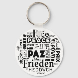 Chaveiro Key Ring com design de paz em vários idiomas