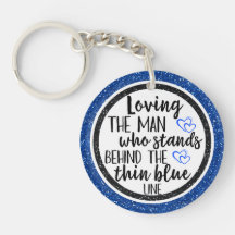 Keychai Policial Thin Blue Line Com Amor Acrílico
