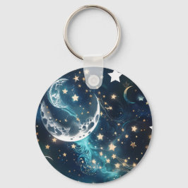 Chaveiro Keychain - Icy Blue Celestial Moon Phases