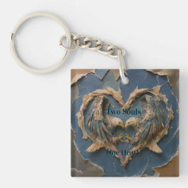 Chaveiro Keychain Paper Cut Eagle Two Souls One Heart