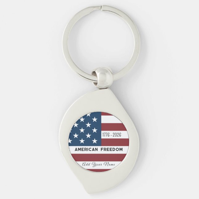 Chaveiro Keychain Patriotic US Flag Custom Text Name (Frente)