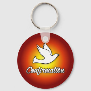 Chaveiro Keychain, Religious Dove on Red, Confirmation