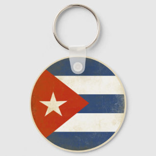 Chaveiro Keychain with Distressed Vintage Flag from Cuba