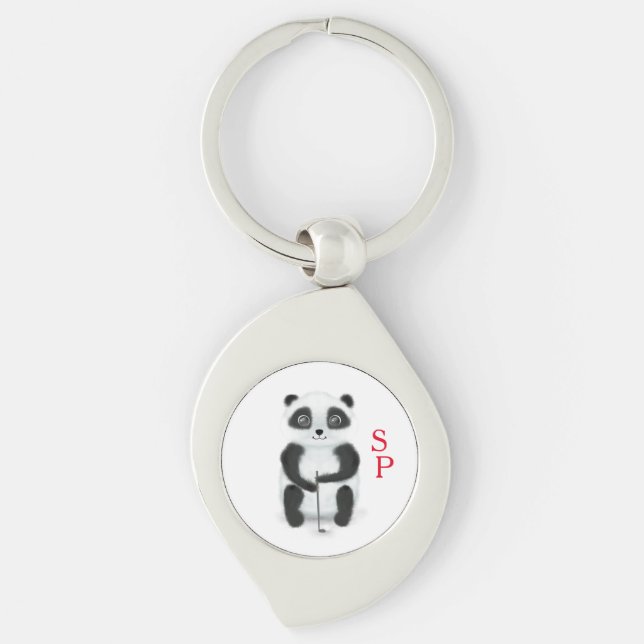 Chaveiro Keychain with golf playing panda and initials schl (Frente)