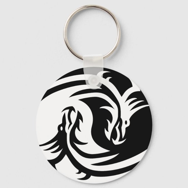 Chaveiro Keychain Yin Yang Dragons Button (Frente)