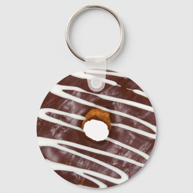 Chaveiro Keyring - Chocolate Doughnut White Drizzled Icing (Frente)