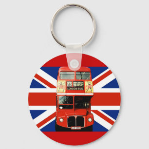 Chaveiro Keyring com barramento e bandeira britânica