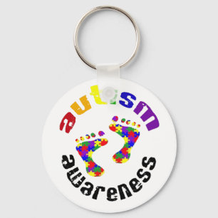Chaveiro Keyring das pegadas da consciência do autismo