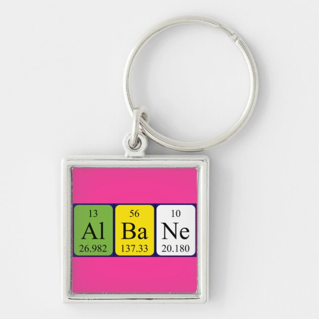 Chaveiro keyring de nome de mesa periódica Albanês (Frente)