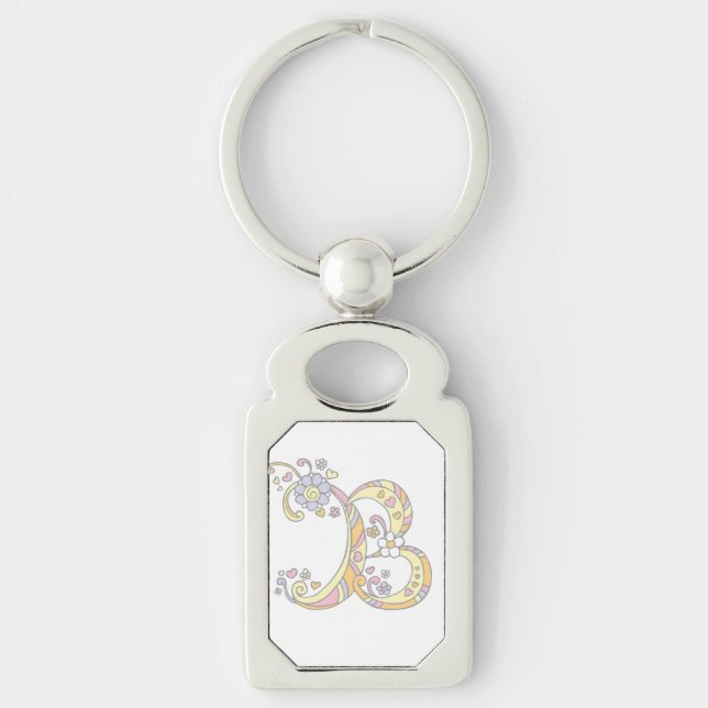 Chaveiro Keyring decorativo da letra inicial B das flores (Frente)