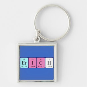 Chaveiro Keyring do nome da mesa periódica de Erich