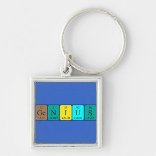 Chaveiro Keyring do nome da mesa periódica do gênio