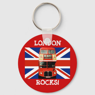 Chaveiro Keyring London Bus e British Flag