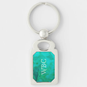 Chaveiro Keyring oblongo Monogrammed de turquesa