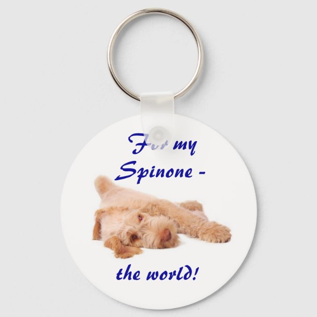 Chaveiro keyring - "Para o meu Espinone - o mundo!" (Frente)