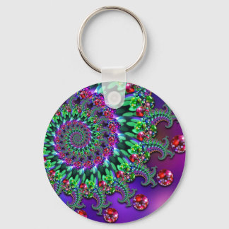 Chaveiro Keyring - Turquesa Roxo Fractal Bokeal