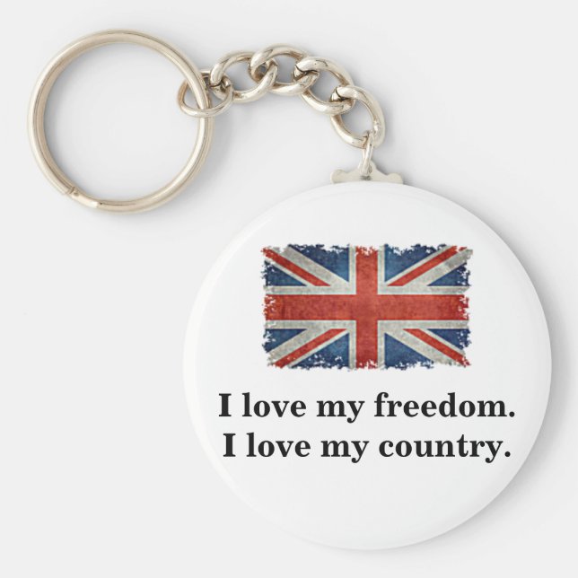 Chaveiro Keyring - União Jack Flag com Slogan Patriótico 5 (Frente)