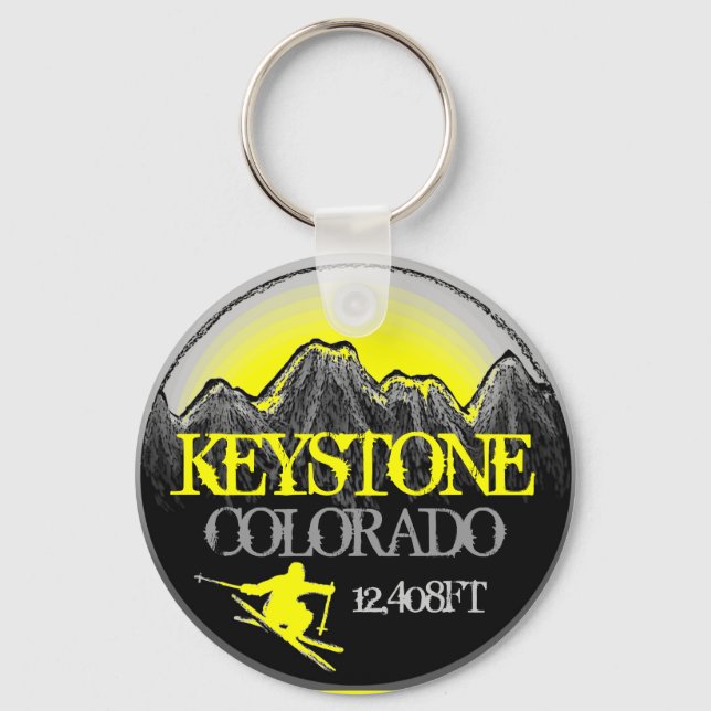 Chaveiro Keystone Colorado yellow ski art keychain (Frente)