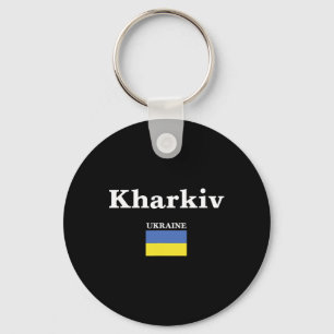 Chaveiro Kharkiv Ucrânia E A Bandeira Ucraniana Da Ucrânia 